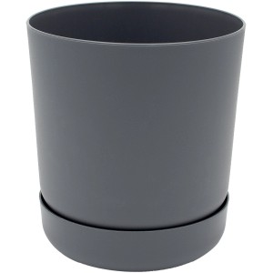 Vaso per piante t.b.t. grigio con sottovaso per piante da interno.