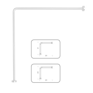 Asta per tenda doccia t.b.t., forma a L, effetto cromato, incluse le dimensioni.