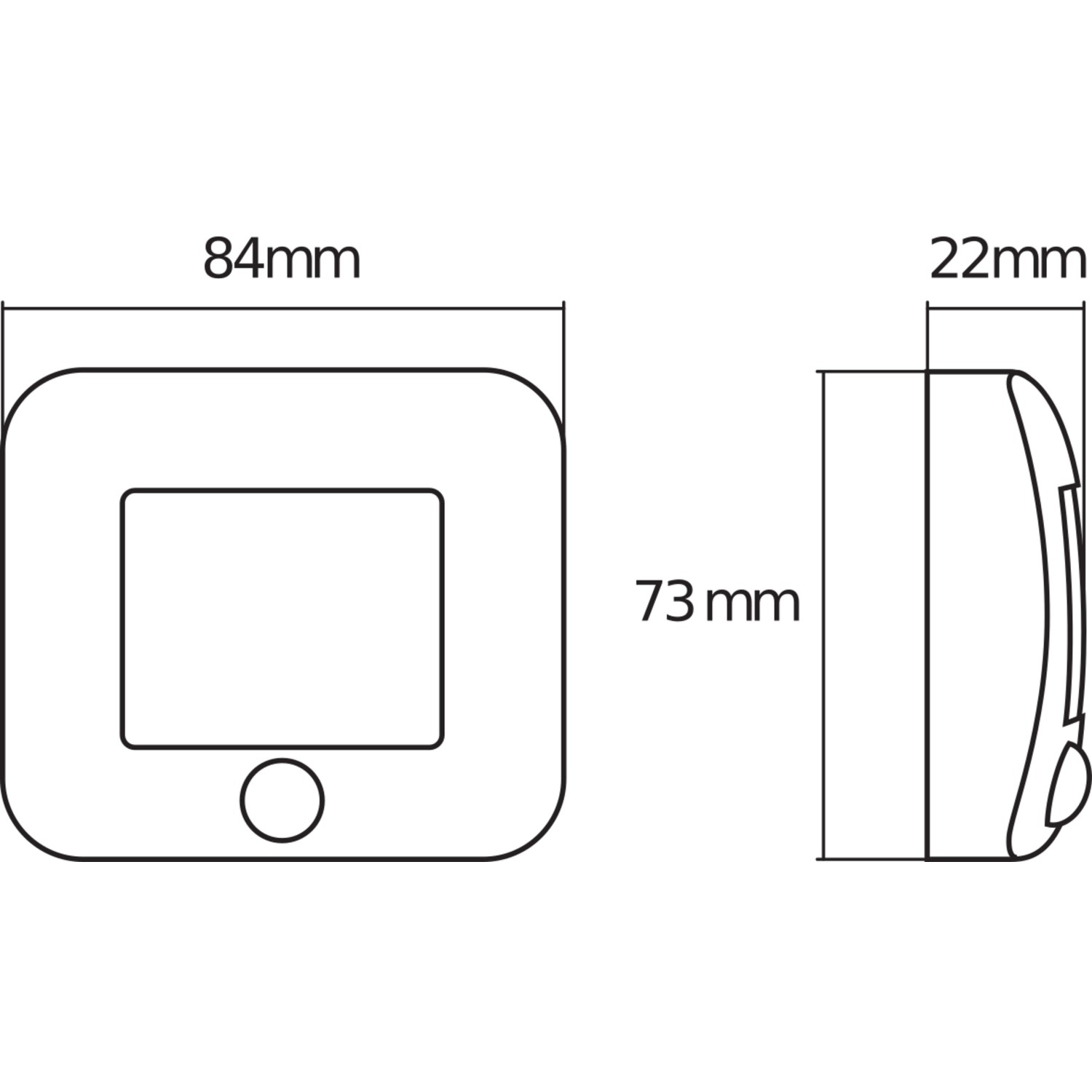 Dimensioni della luce notturna Ledvance LED Nightlux Hall bianca (8,4x7,3x2,2cm).