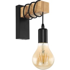 Moderna lampada da parete Eglo Townshend in nero-marrone con attacco E27 per lampadina max 10W.