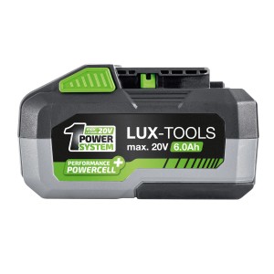 Batteria LUX 20 V 1 PowerSystem 6.0 Ah per elettroutensili. Batteria agli ioni di litio con indicatore di carica.