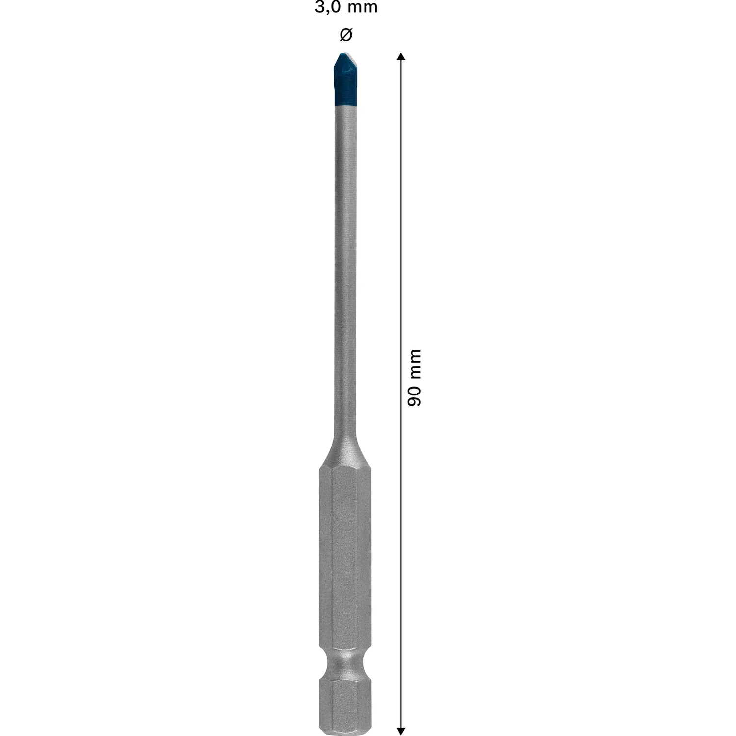 Punta per ceramica dura Bosch Expert Hex-9, Ø 3 mm, 90 mm. Punta per piastrelle con codolo esagonale.
