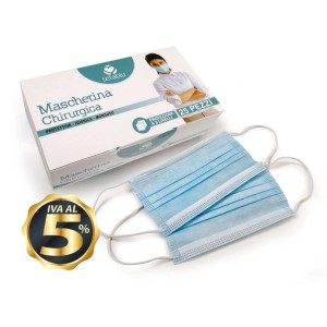 Set di mascherine protettive t.b.t. blu, mascherine chirurgiche in scatola (25 pezzi).