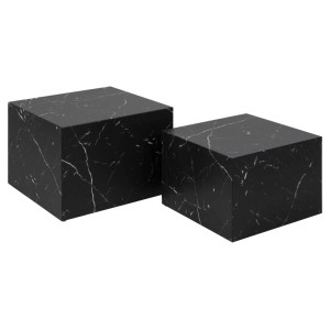 Set di 2 tavolini da salotto in legno Motrik effetto marmo nero quadro h40 cm