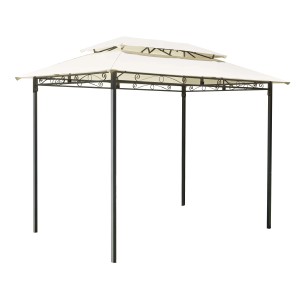 Gazebo beige con tetto doppio per giardino e patio.
