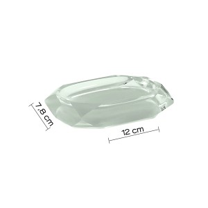Dispenser sapone t.b.t. in vetro trasparente, 12 cm di larghezza.