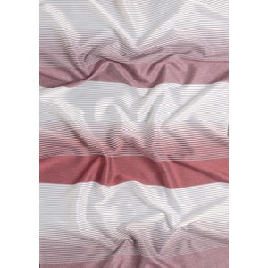 Tenda a pannello decorativa t.b.t. con motivo a righe bianche e rosse.