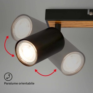 Faretto LED Tib 3 luci orientabili 44x5,5x8,5 cm nero