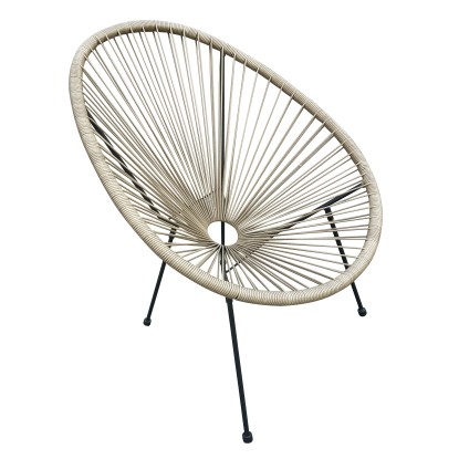 Poltrona da giardino in rattan sintetico e acciaio naturale