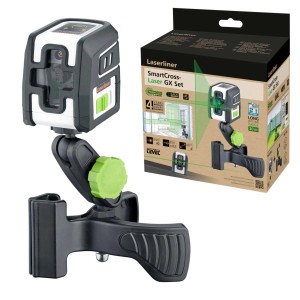 Laserliner SmartCross-Laser GX Set con staffa, uno strumento di misura per un allineamento preciso.