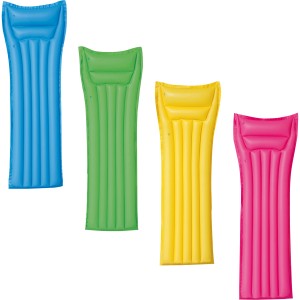 Materassini gonfiabili multicolore: blu, verde, giallo, rosa. Ideali per piscina e spiaggia.