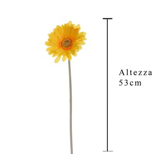 Gerbera artificiale gialla, alta 53cm. Pianta finta decorativa per interni.