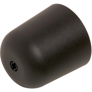 Componente per lampada t.b.t. nera, forma cilindrica.
