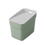 Pattumiera t.b.t. verde con coperchio grigio.