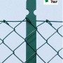 Palo di recinzione in metallo verde con rete metallica. Categoria: Reti metalliche e plastiche.