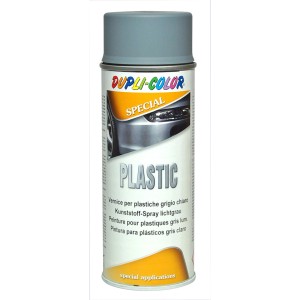 Spray per plastica grigio chiaro di Dupli-Color per riparazioni auto.