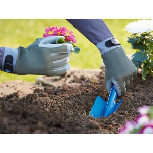 Guanti da giardinaggio LUX color oliva taglia 8 per piantare in giardino.