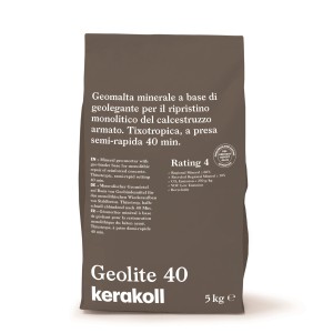 Sacco di Geolite 40 Kerakoll, geomalta minerale per riparazioni in calcestruzzo.