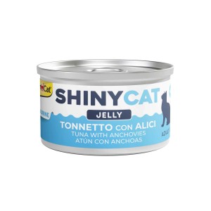Cibo umido per gatti ShinyCat Jelly 50% tonnetto con alici 70 g