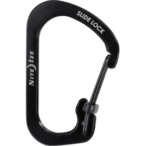 Moschettone nero Nite Ize Slide Lock taglia 3 con chiusura a filo e sicurezza Slidelock.