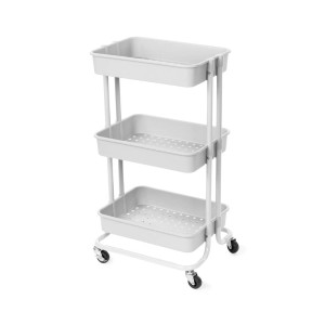 Carrello in plastica 3 ripiani Grena con ruote bianco 43x36x76H cm