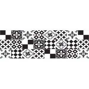 Paraschizzi t.b.t. con motivi bianchi e neri per la cucina.