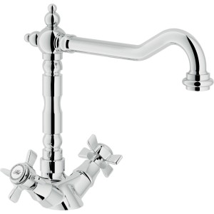 Miscelatore monocomando t.b.t. lucido dal design classico per bagno o cucina.