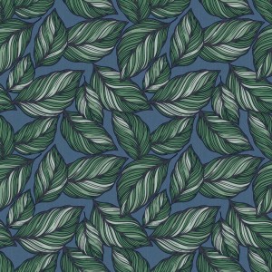 Tovaglia t.b.t. con motivo a foglie verdi.