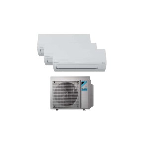 Climatizzatore t.b.t. con tre unità interne e unità esterna.