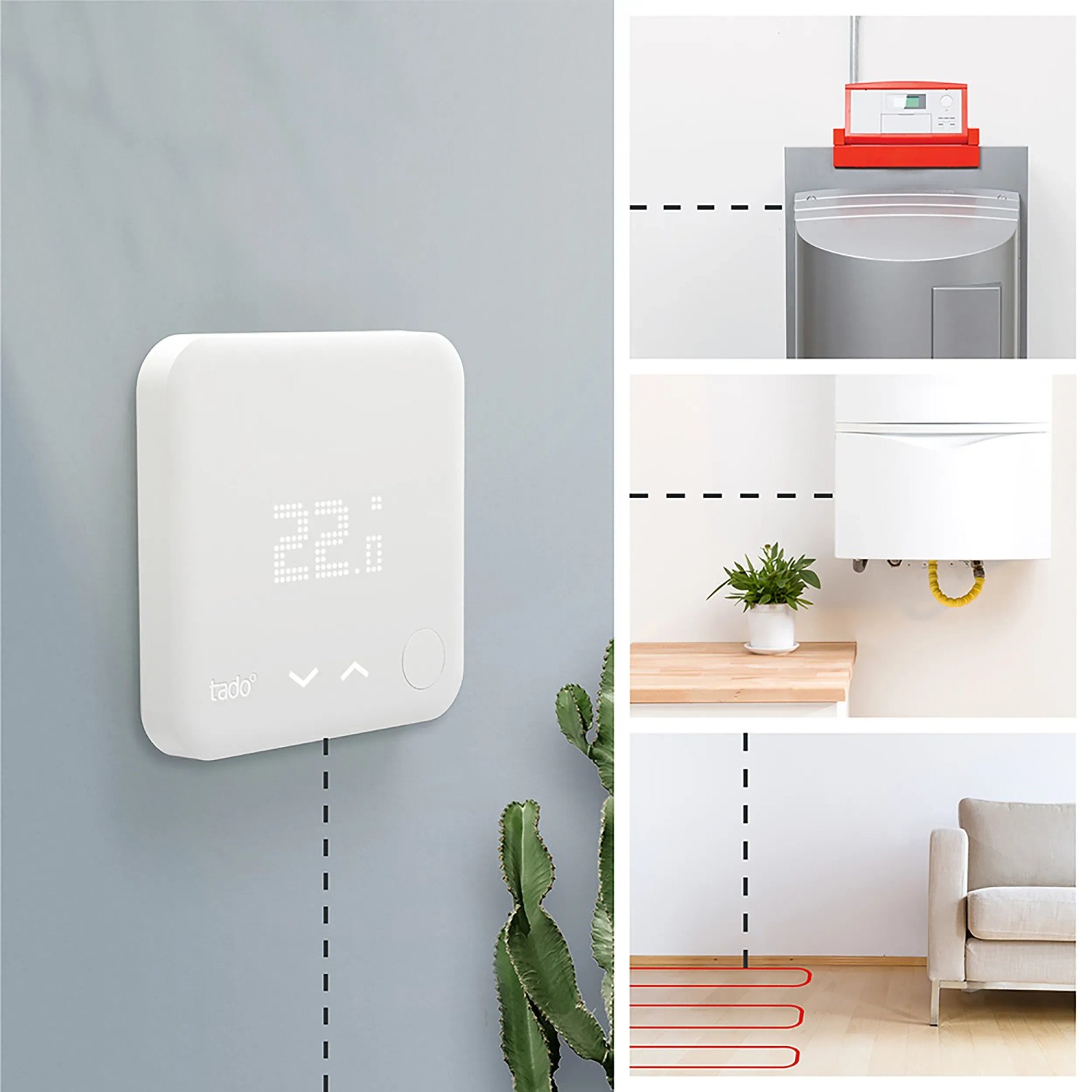tado° Smart Thermostat Starter Kit V3+ per riscaldamento e riscaldamento a pavimento in uso.