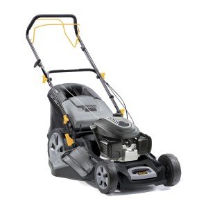 t.b.t. Tosaerba a scoppio, grigio/nero, con cesto di raccolta.