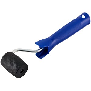 Rullo per giunture LUX con rullo nero e manico blu per pressare la carta da parati.
