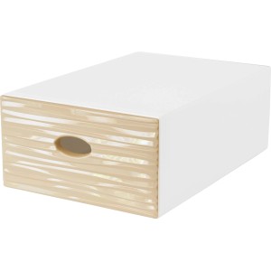 Contenitore/scatola t.b.t. bianco con cassetto beige e foro per maniglia.