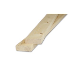 Due listelli in legno piallato chiaro. Ideale per progetti di costruzione.