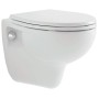 WC sospeso bianco con coperchio. Design moderno per il tuo bagno.