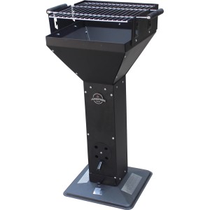 Griglia a carbone nera Jamestown Ted con effetto camino e griglia cromata.