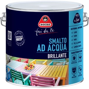 Smalto AD ACQUA Boero, vernice bianca in secchio di metallo. Smalto lucido a base acqua.