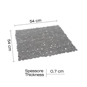 Tappetino doccia grigio effetto pietra, 54x54 cm, per una maggiore sicurezza in bagno.