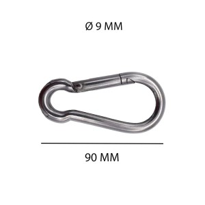 Moschettone argentato (90mm) per accessori nautici.