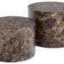 Set di 2 tavolini da salotto in legno Motrik effetto marmo marrone tondo h40 cm_2