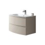t.b.t. Mobile bagno beige con due cassetti e lavabo da appoggio.