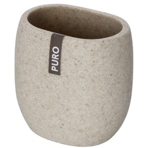 Wenko Portaspazzolino Puro, grigio pietra, in poliresina, forma ovale.