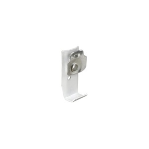 Gancio per tende bianco per il fissaggio a binari per tende.