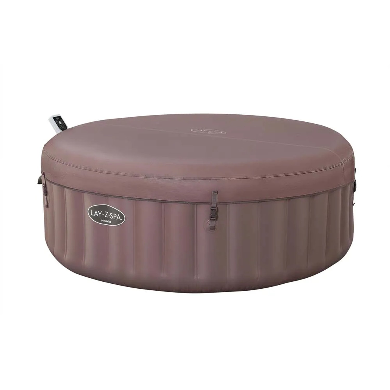 Vasca idromassaggio gonfiabile Lay-Z-Spa rotonda marrone con copertura. Piscina gonfiabile per il giardino.