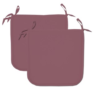 Cuscini da esterno t.b.t. color malva con lacci, uno con motivo fenicottero.