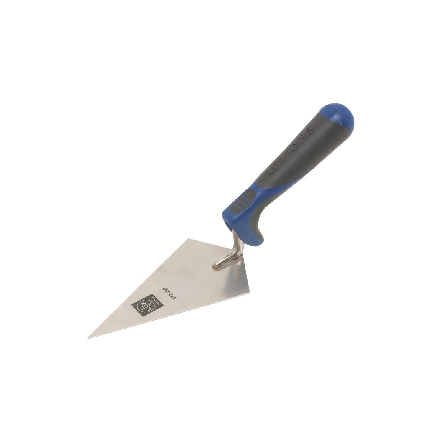 Cazzuola per angoli LUX Comfort, 140 mm, in acciaio inox con manico blu-nero.