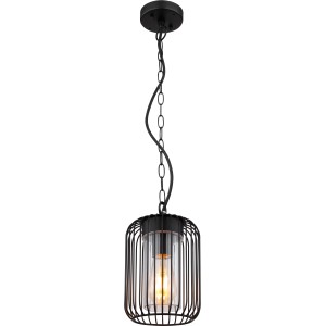 Lampada da esterno Globo nera opaca con aste metalliche e attacco E27, alta 75,5 cm.