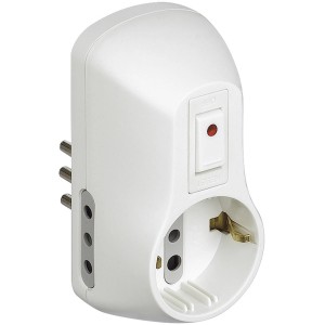 Adattatore multiplo t.b.t. bianco con interruttore e spia.