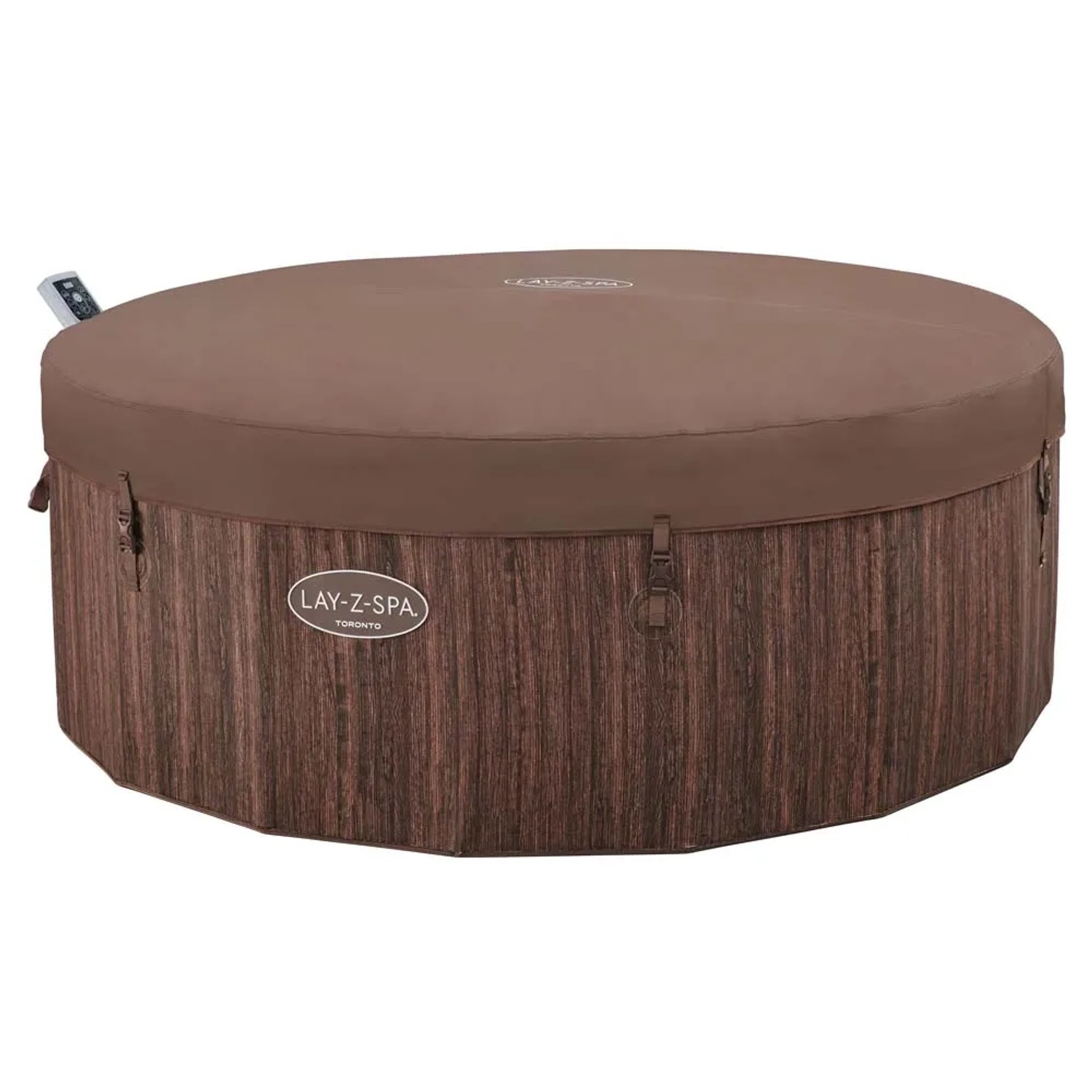 Vasca idromassaggio gonfiabile t.b.t. marrone con copertura. Piscina gonfiabile per il giardino.