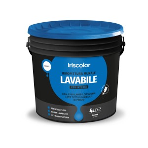 Secchio di pittura bianca per interni di iricolor, 4 litri. Pittura murale per interni.